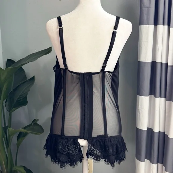 Baci Black Lace Corset Bustier 1X/2X Plus Size Lingerie - Picture 4 of 8